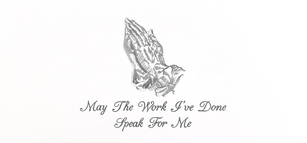 Praying Hands (MAY THE WORK I HAVE DONE) Silver White Faux